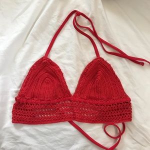 Crochet knit swimsuit top